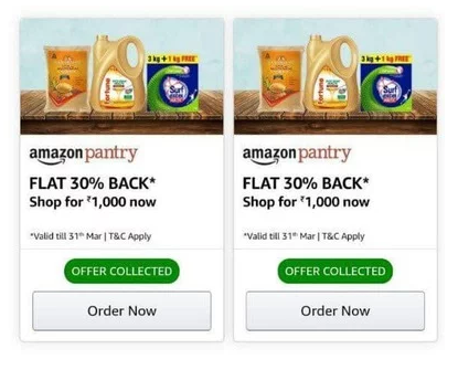 Amazon Pantry Cashback Offer 