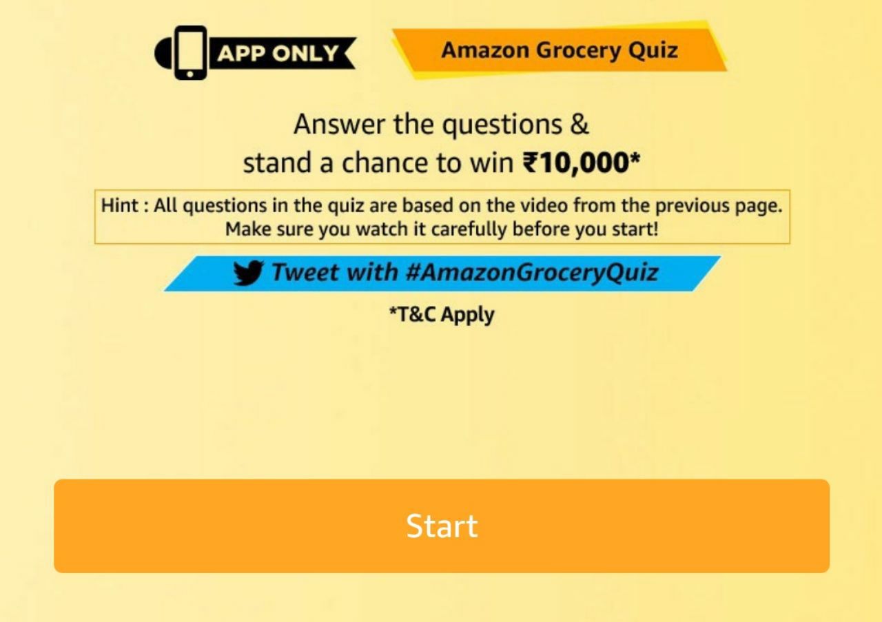 Amazon Grocery Quiz - Win ₹10000 Amazon Pay