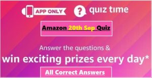 Amazon 20th September Quiz Answers