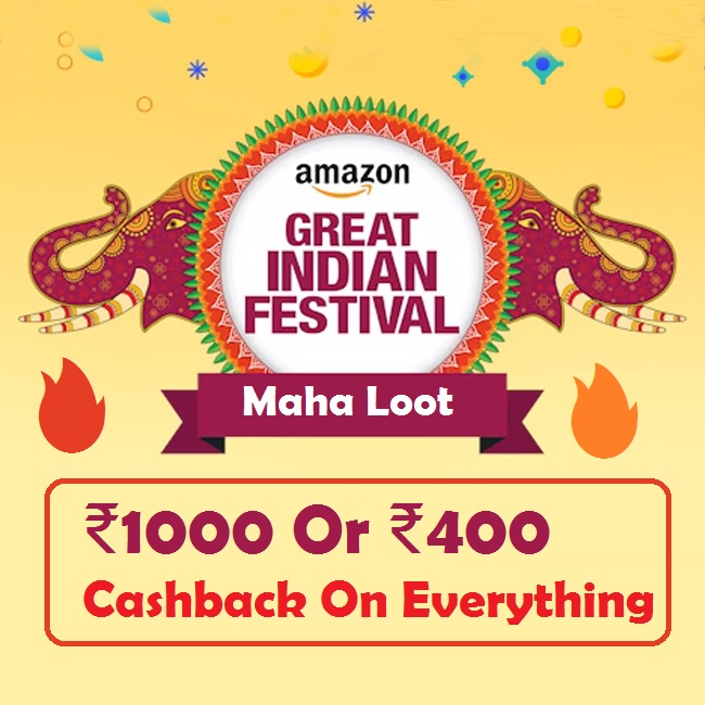 Amazon ₹400 / 1000 Cashback On ₹1000