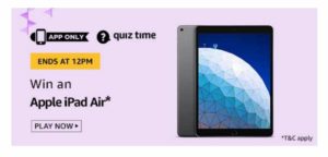 Amazon 27 September ipad Air Quiz Answers