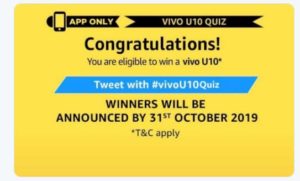 Amazon Vivo U10 Quiz Answers 