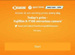 [Answers] Amazon 18th October Quiz – Win Fujifilm Mirrorless Camera