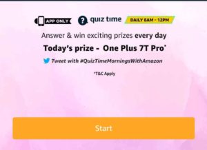 Amazon OnePlus Quiz - Answer & Win OnePlus 7T Pro