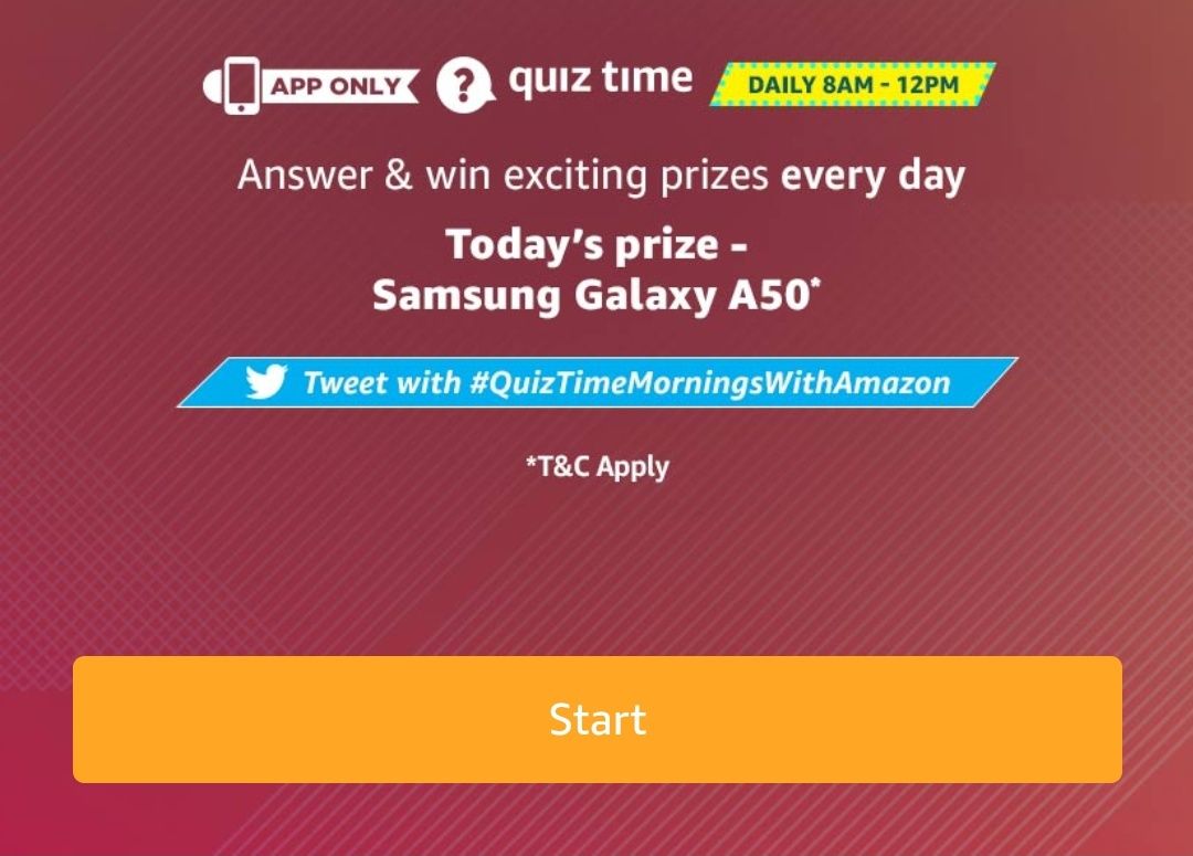 [Answers] Amazon 13th October Quiz – Win Samsung Galaxy A50