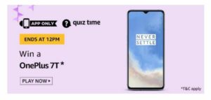 AMazon OnePlus 7T Quiz Answers