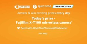 Amazon Quiz Answers - Win Fujifilm X-T100 Mirrorless Camera