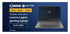 Amazon Lenovo Gaming Laptop Quiz Answers - 22nd November