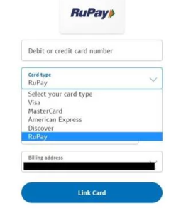 can we add rupay debit card in paypal