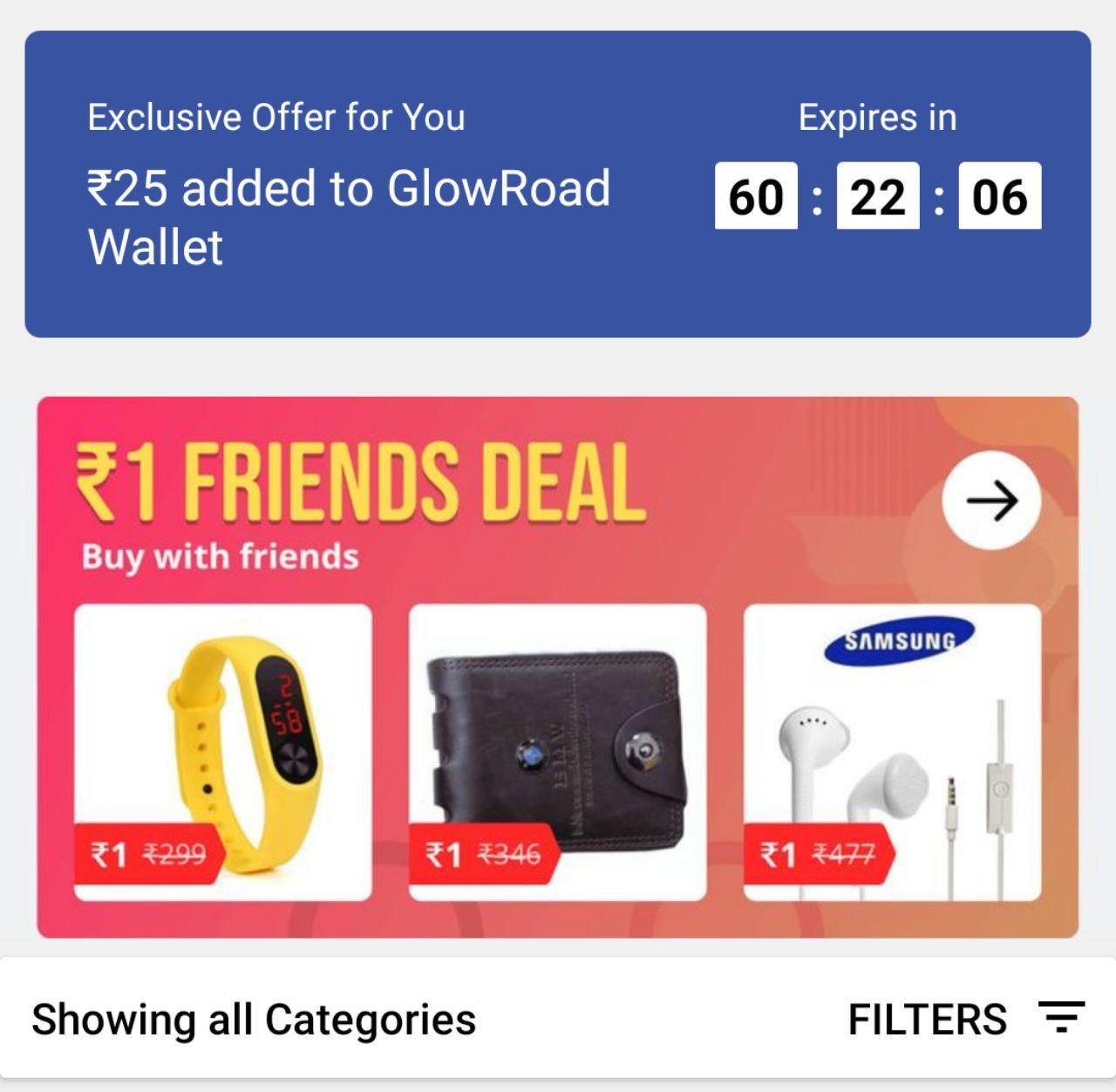GlowRoad ₹1 Friends Deal Offer
