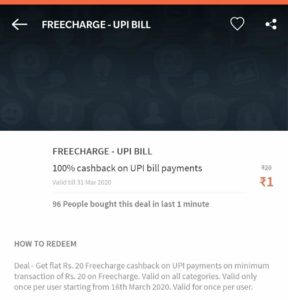 Freecharge Cashback offer