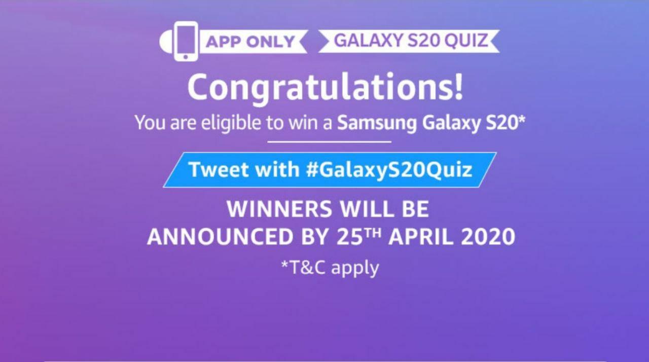 Amazon Samsung Galaxy S20 Quiz Answers