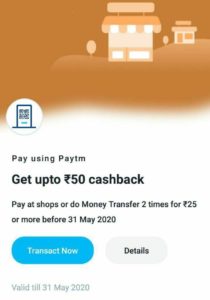 PayTM Scan & Pay Offer