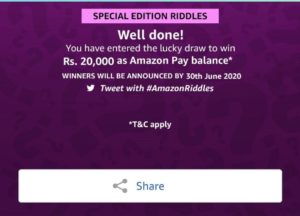 Amazon Special Edition Riddles Quiz Answer 