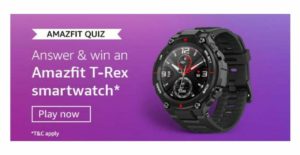 Amazon Amazfit T-Rex Quiz Answers