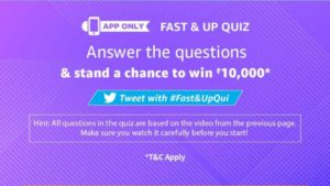 Amazon Fast & Up Quiz Answers