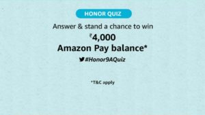 Amazon Honor 9A Quiz Answer