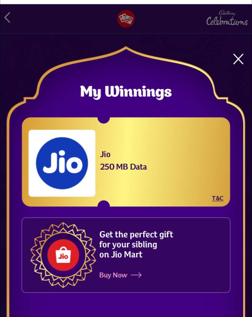 Jio Cadbury Celebration Rakhi Offer