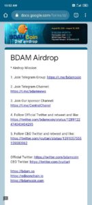 BDAM Coin Air Drop Refer Earn