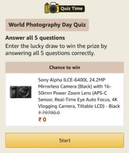 Amazon World Photography Day Quiz Answers