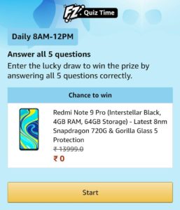 Amazon Redmi Note 10 Series Quiz Answer
