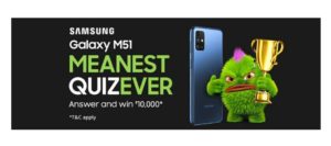 Amazon Samsung Galaxy M51 Quiz Answers