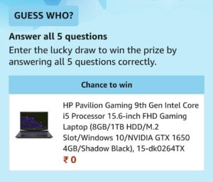  Amazon Guess Who Quiz Answers