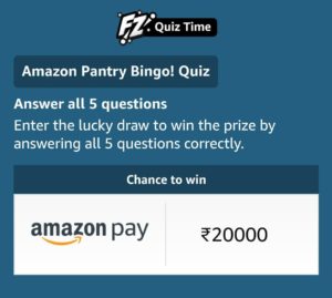 Amazon Pantry Bingo Quiz Answers 