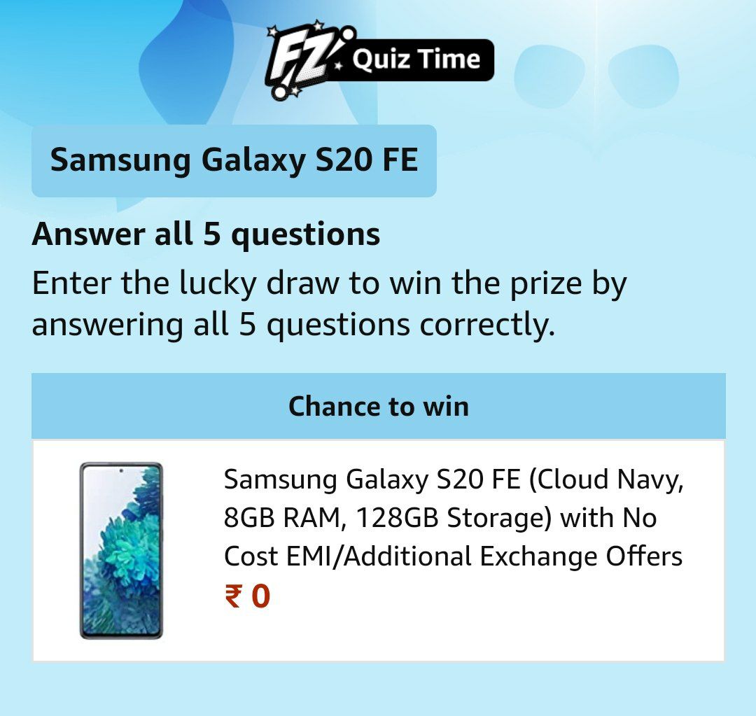 Amazon Samsung Galaxy S20 FE Quiz Answers