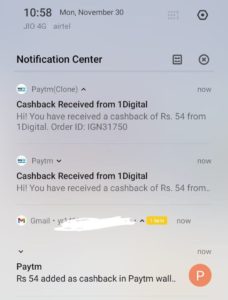 Finshorts PayTM payment Proof