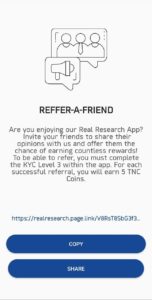 Real Research Survey Refer Earn TNC Tokens