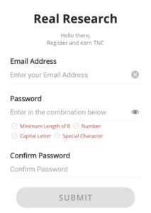 Real Research Survey Refer Earn TNC Tokens