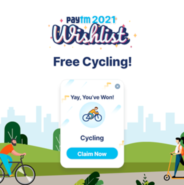[Giveaway] PayTM Wishlist 2021 "Cycling" Card For FREE | Today