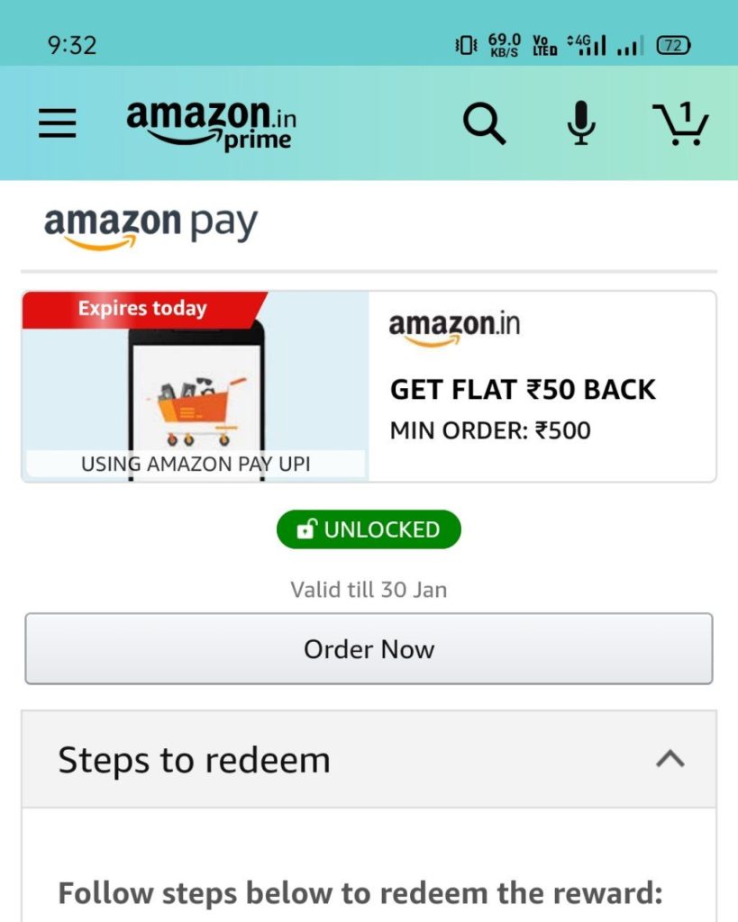 Amazon Cashback Offer