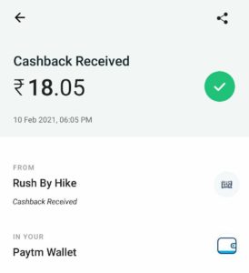 Rush App Hike Refer Earn Free PayTM Cash