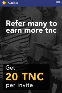 Aladdin25 Refer Earn TNC Tokens