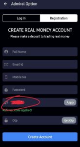 Admiral Option App Refer Earn Free TRX