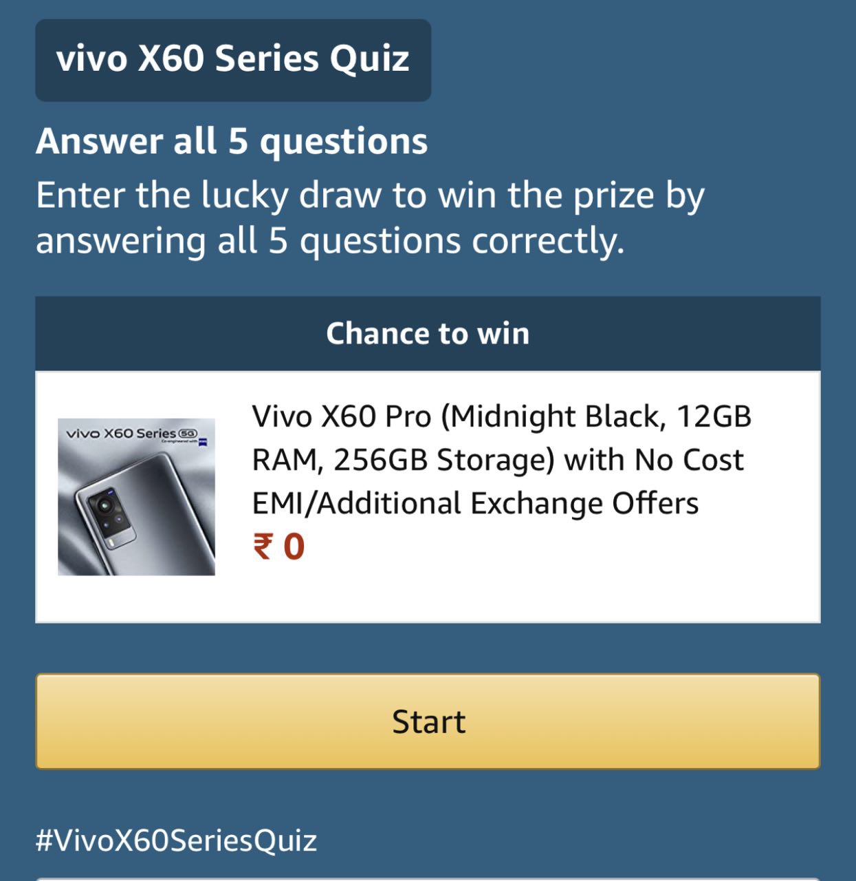Amazon Vivo X60 Series Quiz Answers