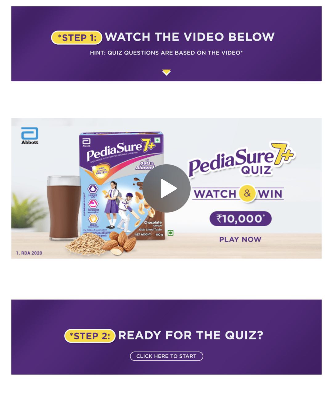 Amazon Pediasure 7+ Quiz Answers