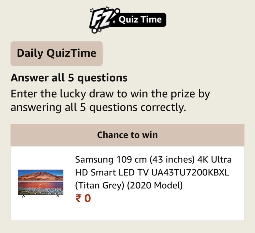 Amazon Samsung Smart TV Quiz Answers