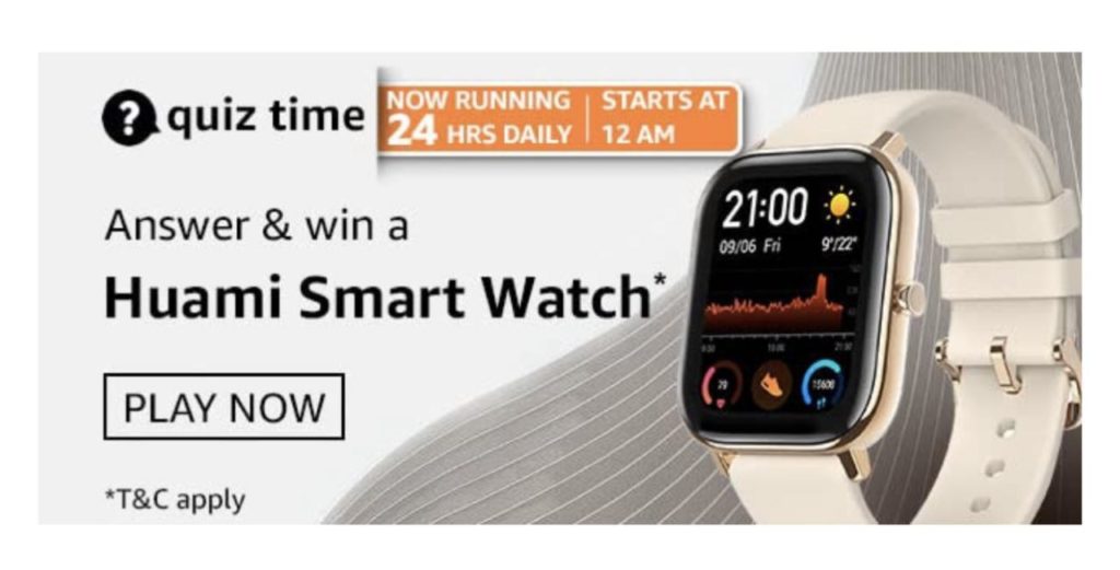 pude møde Men Amazon Huami Smart Watch Quiz Answers - Win Huami Smart Watch