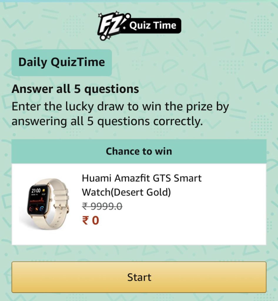 Amazon Huami Smart Watch Quiz Answers