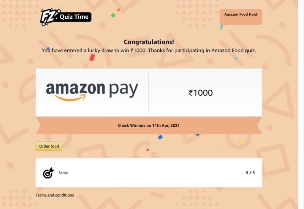 Amazon Food Hunt Quiz Answers