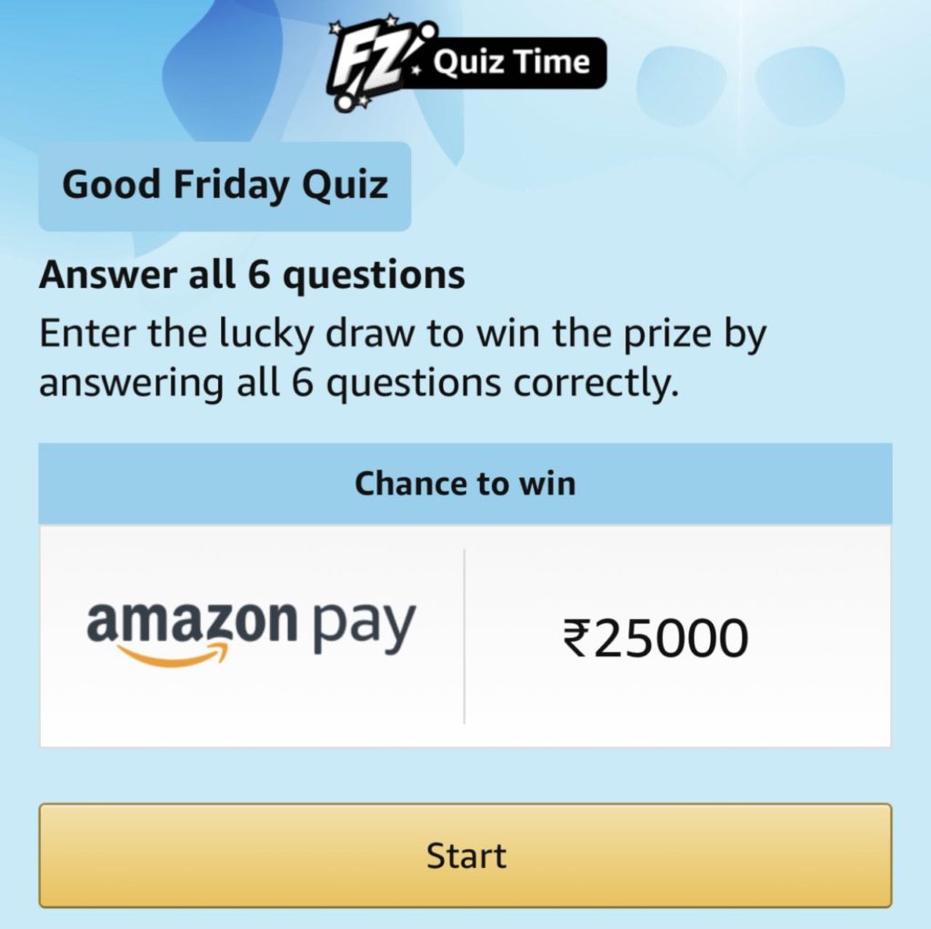 Amazon Good Friday Quiz Answers
