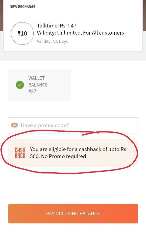 Freecharge Cashback Offer