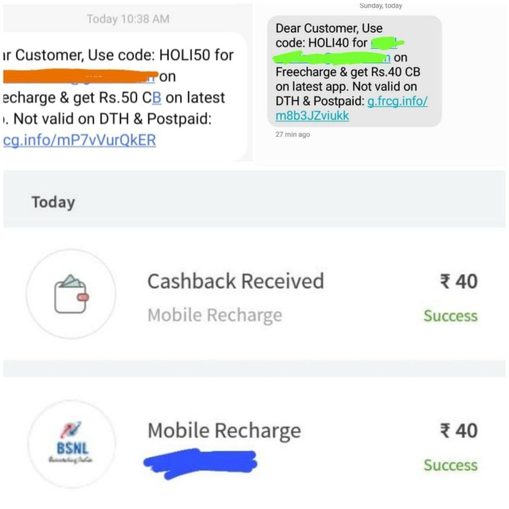 Freecharge Holi Cashback Offer
