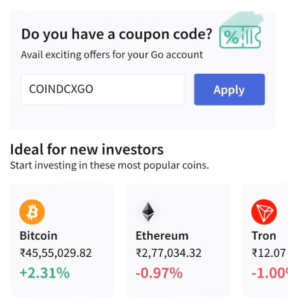 CoinDCX Go Free Bitcoins