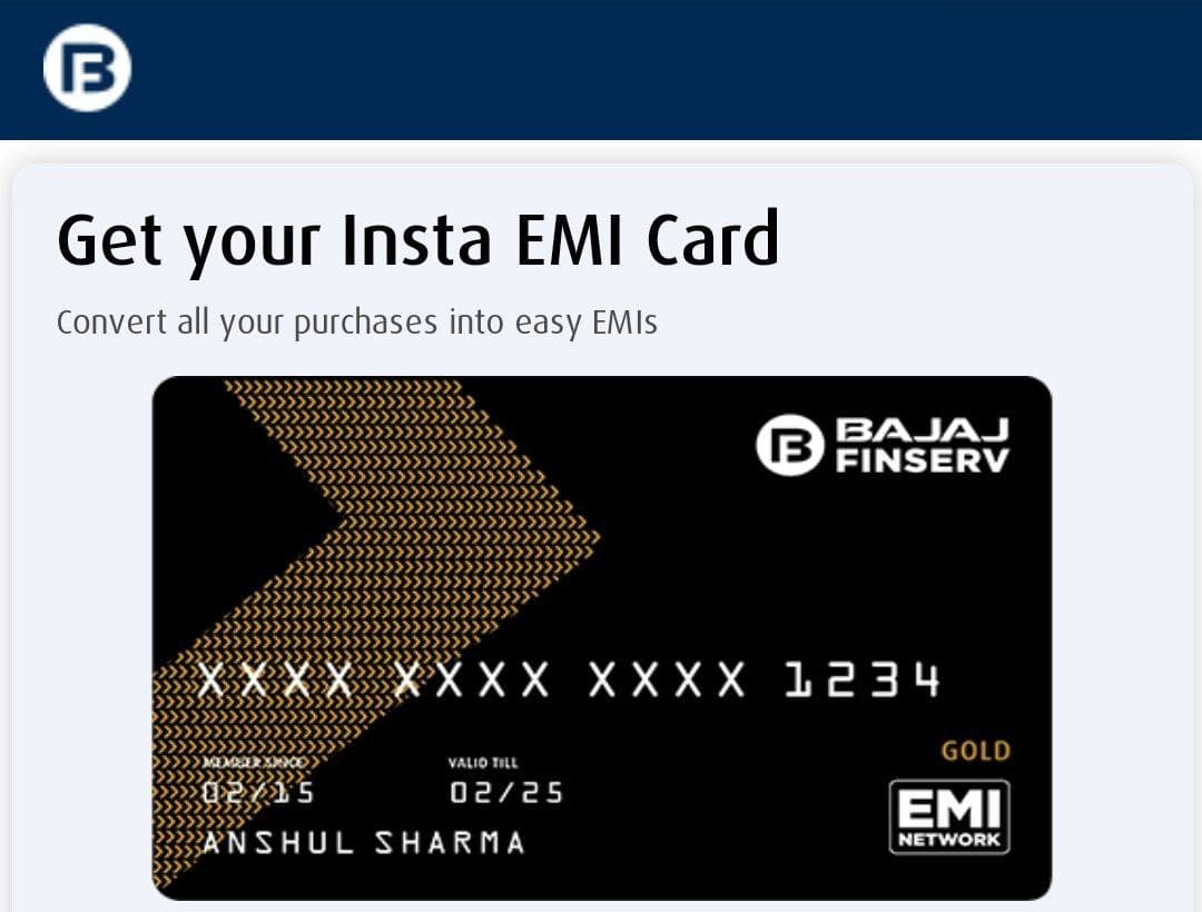 Get Bajaj Finserv Insta EMI Card