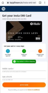 Get Bajaj Finserv Insta EMI Card