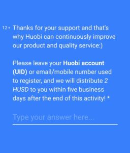 Huobi Global HUSD Tokens Free